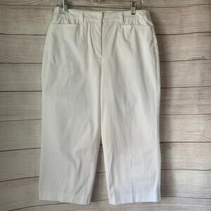 Briggs New York Petite White Capri Pants Cotton Zipper Closure Size 8P